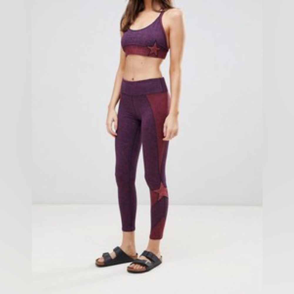 FP Movement Leggings Women XS Purple Excellent Star Graphic Space Dye High Rise